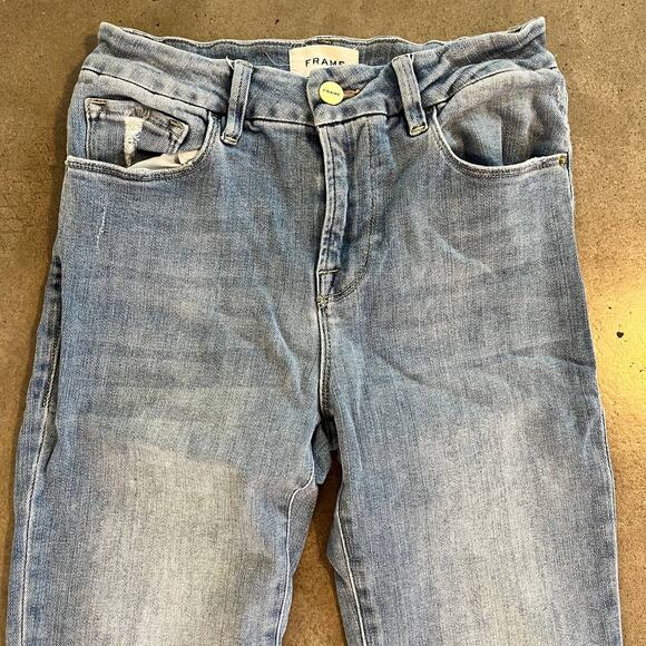 FRAME Le Mini Boot Slit cut light denim jeans womens size 26 pants straight leg - Picture 2 of 6
